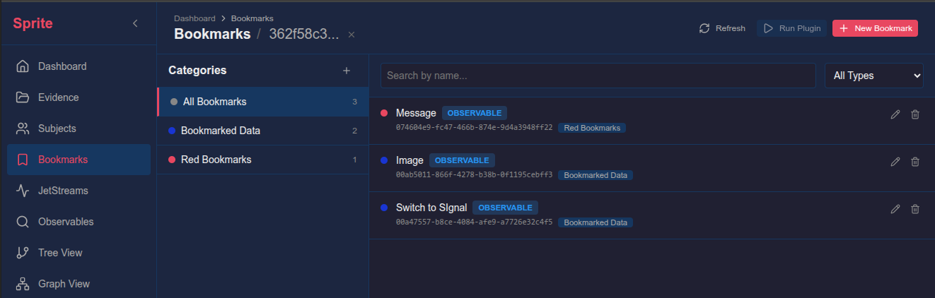 Bookmarking interface in Sprite